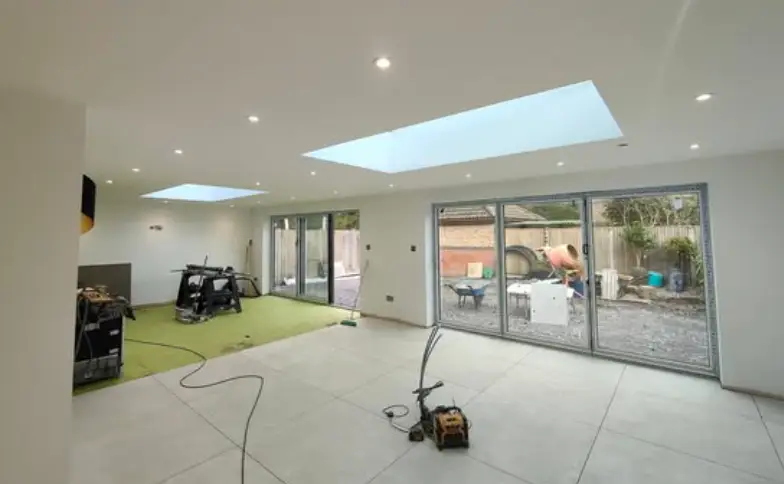 Sleek ceiling spotlight LED installation in modern kitchen